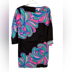 Lilly Pulitzer shauna tunic Black Dress with Pink and Green Floral